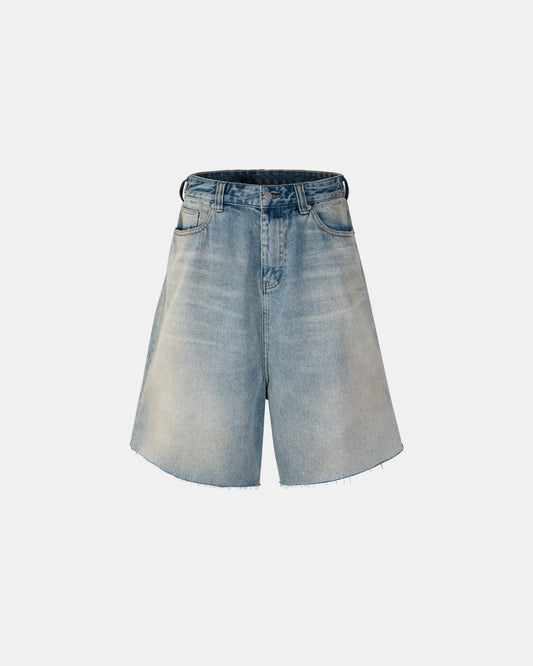 Cut Hem Skater Denim Shorts