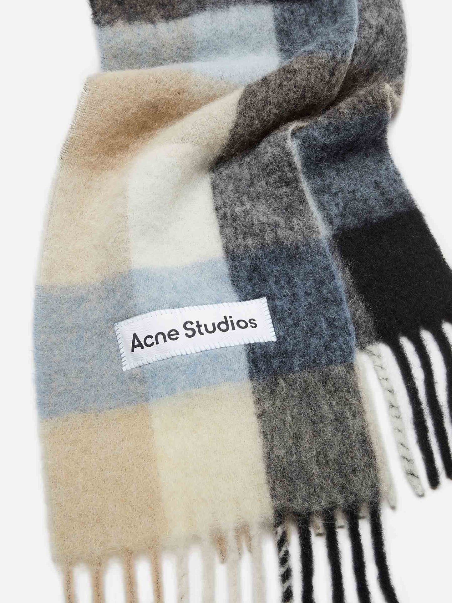 Mohair Checkered Scarf - Blue