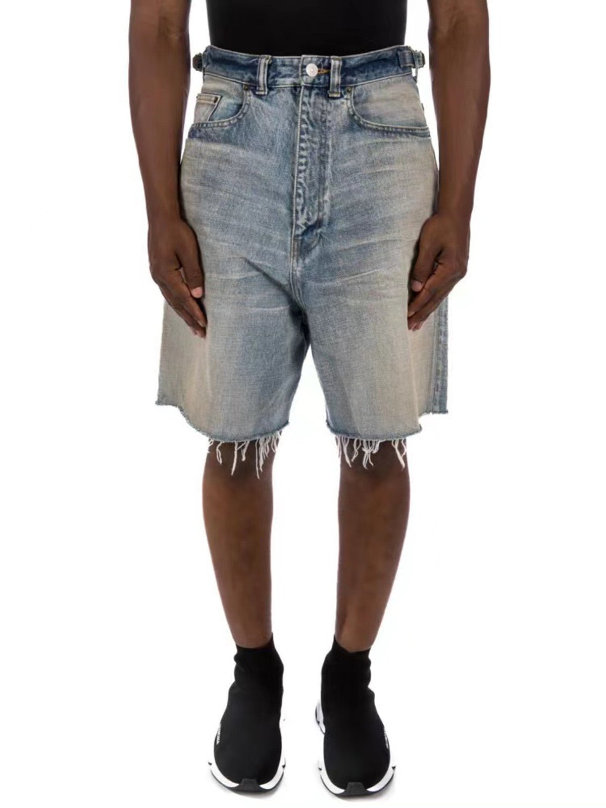 Cut Hem Skater Denim Shorts
