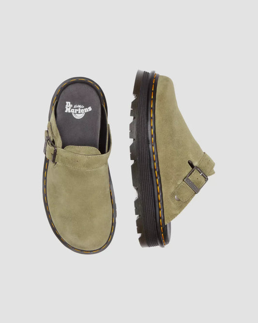Dr Martens Zebzag Suede Casual Slingback Platform Mules in Muted Olive