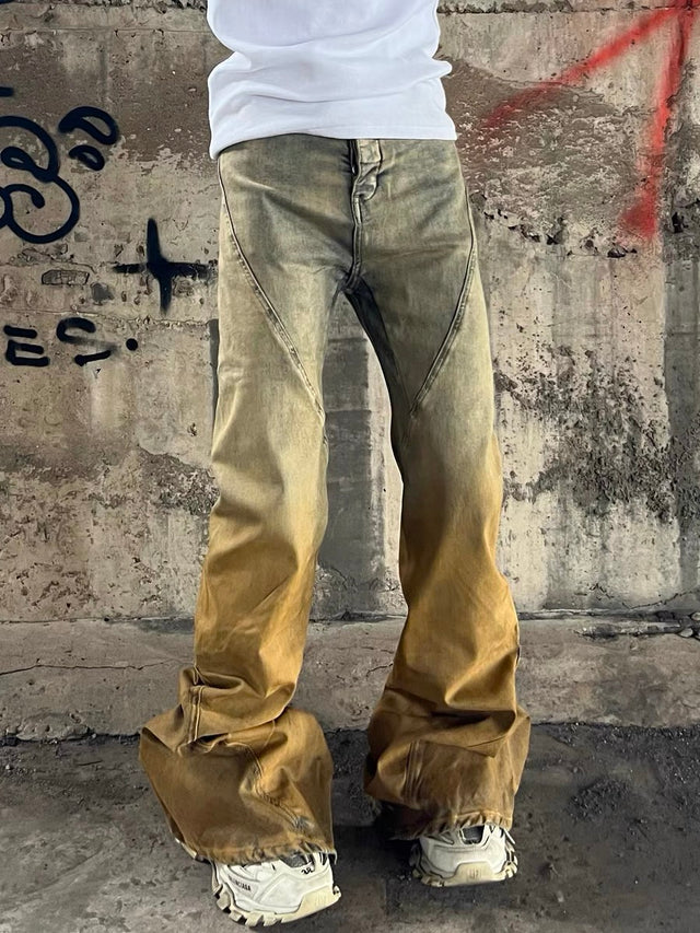 Two-Tone Flare Jeans