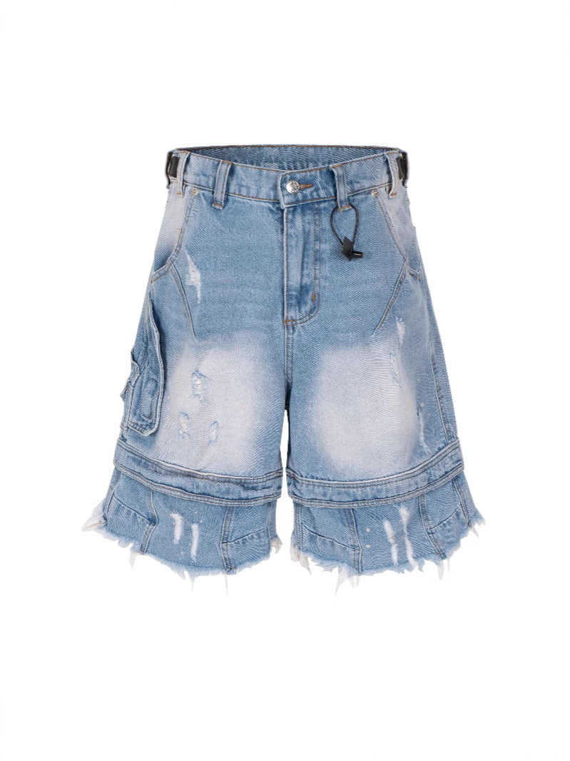 FAR FROM WHAT Distressed Layered Jorts