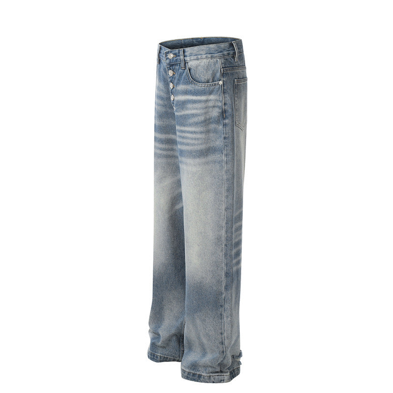 Washed Straight-Leg Denim