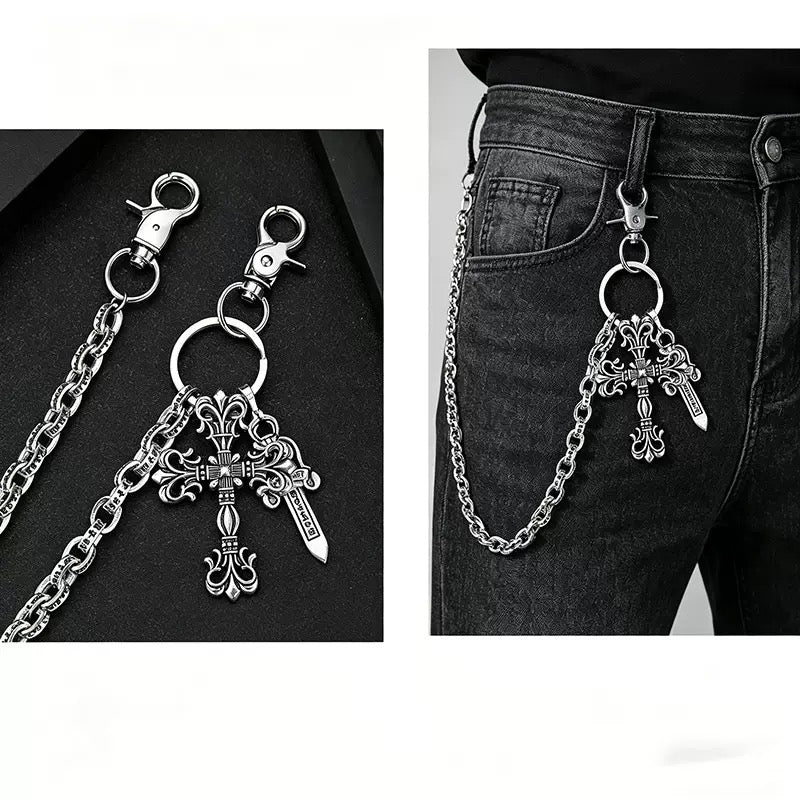 Gothic Cross & Dagger Wallet Chain