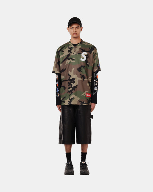 Supreme S Logo Baseball Henley 'Woodland Camo'