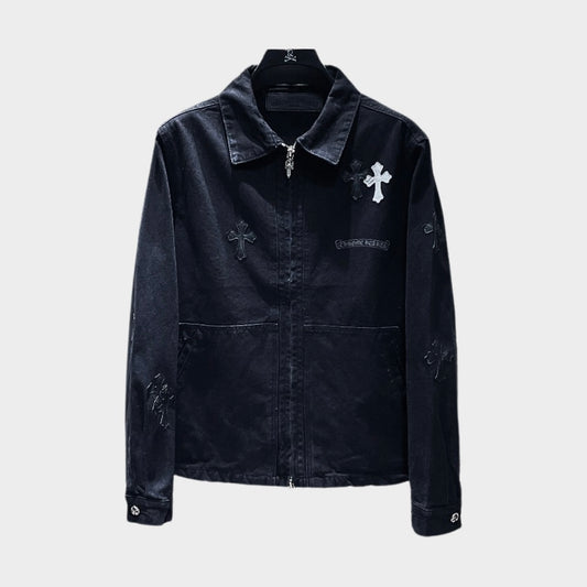 Gothic Script Work Jacket in Triple Black