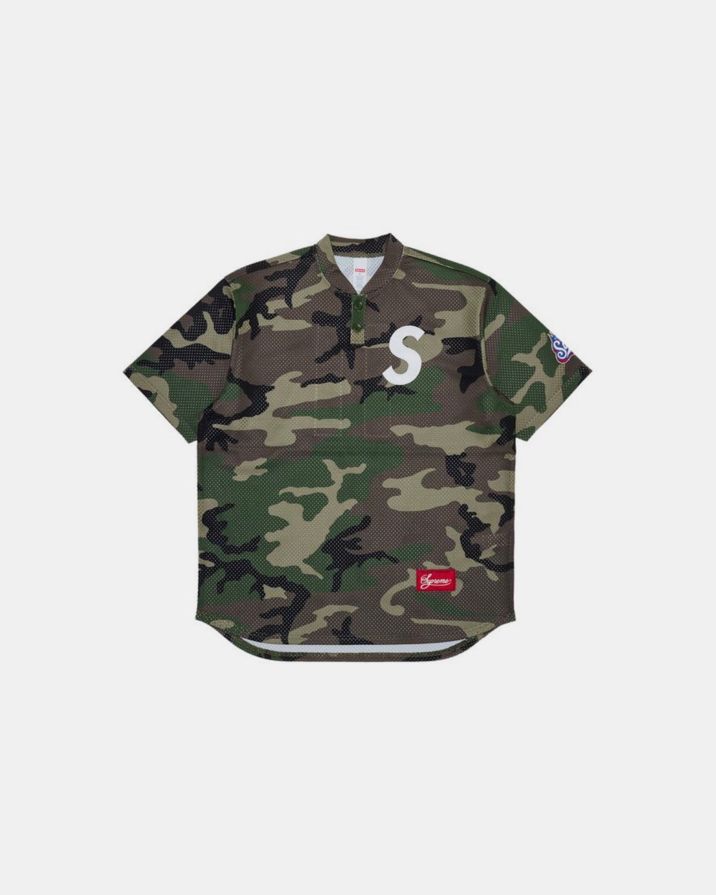 Supreme S Logo Baseball Henley 'Woodland Camo'