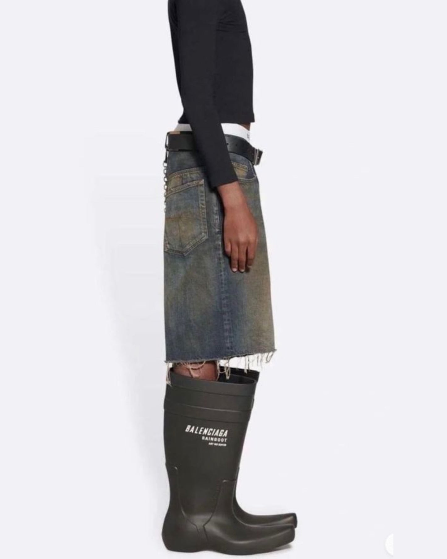 Distressed Wide-Leg Denim Shorts