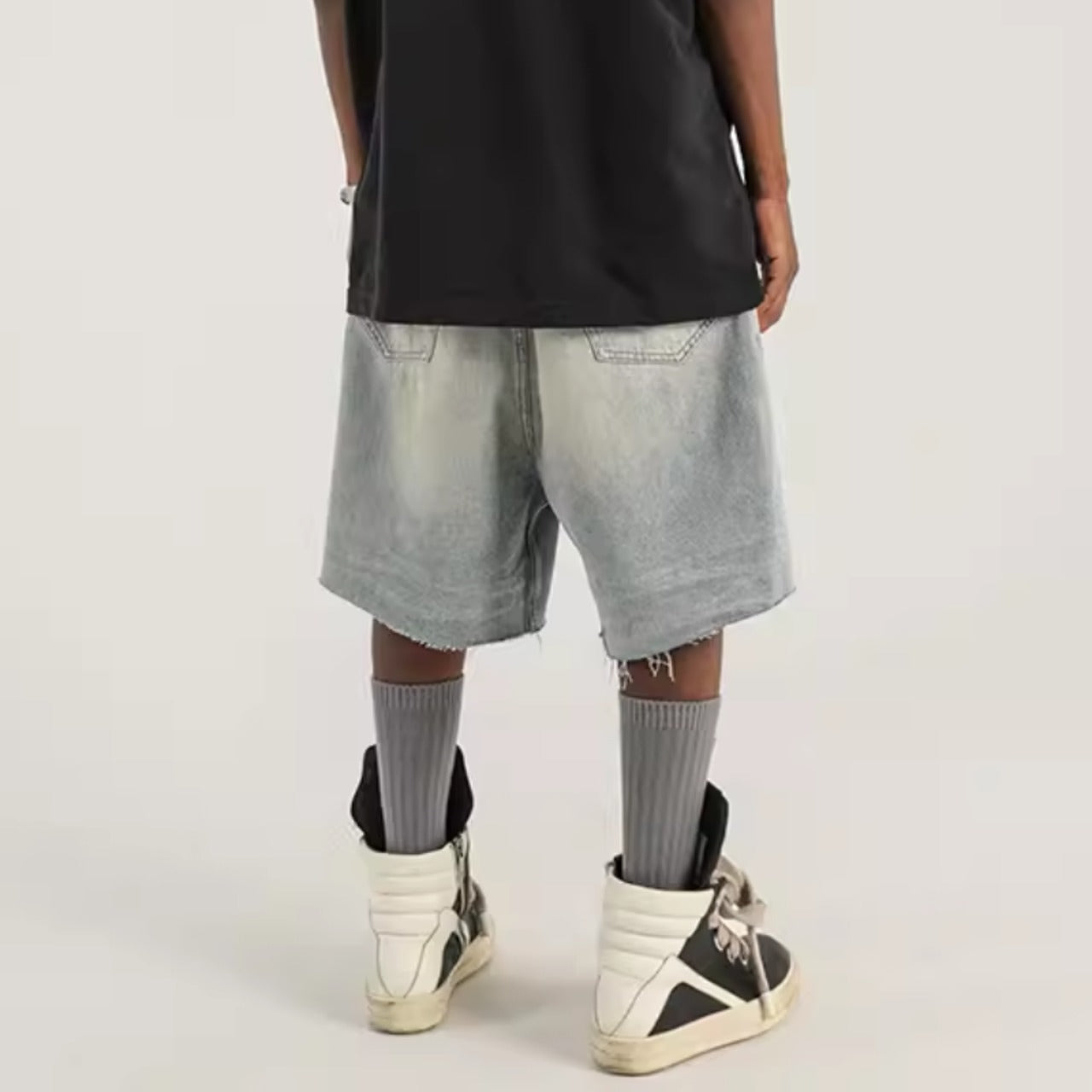 Cut Hem Skater Denim Shorts