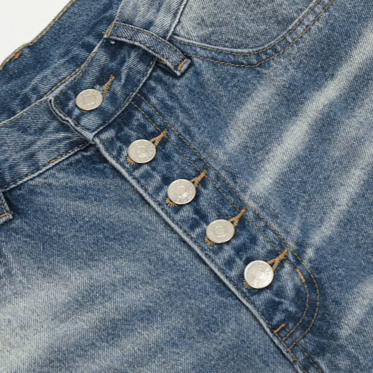 Washed Straight-Leg Denim