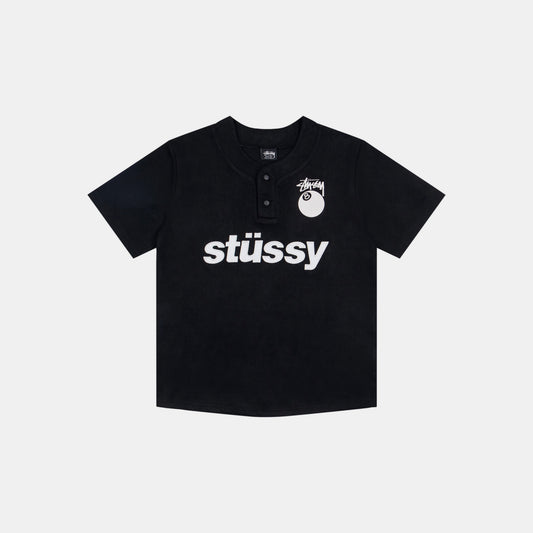 Stüssy 8-Ball Logo Henley Tee - Black