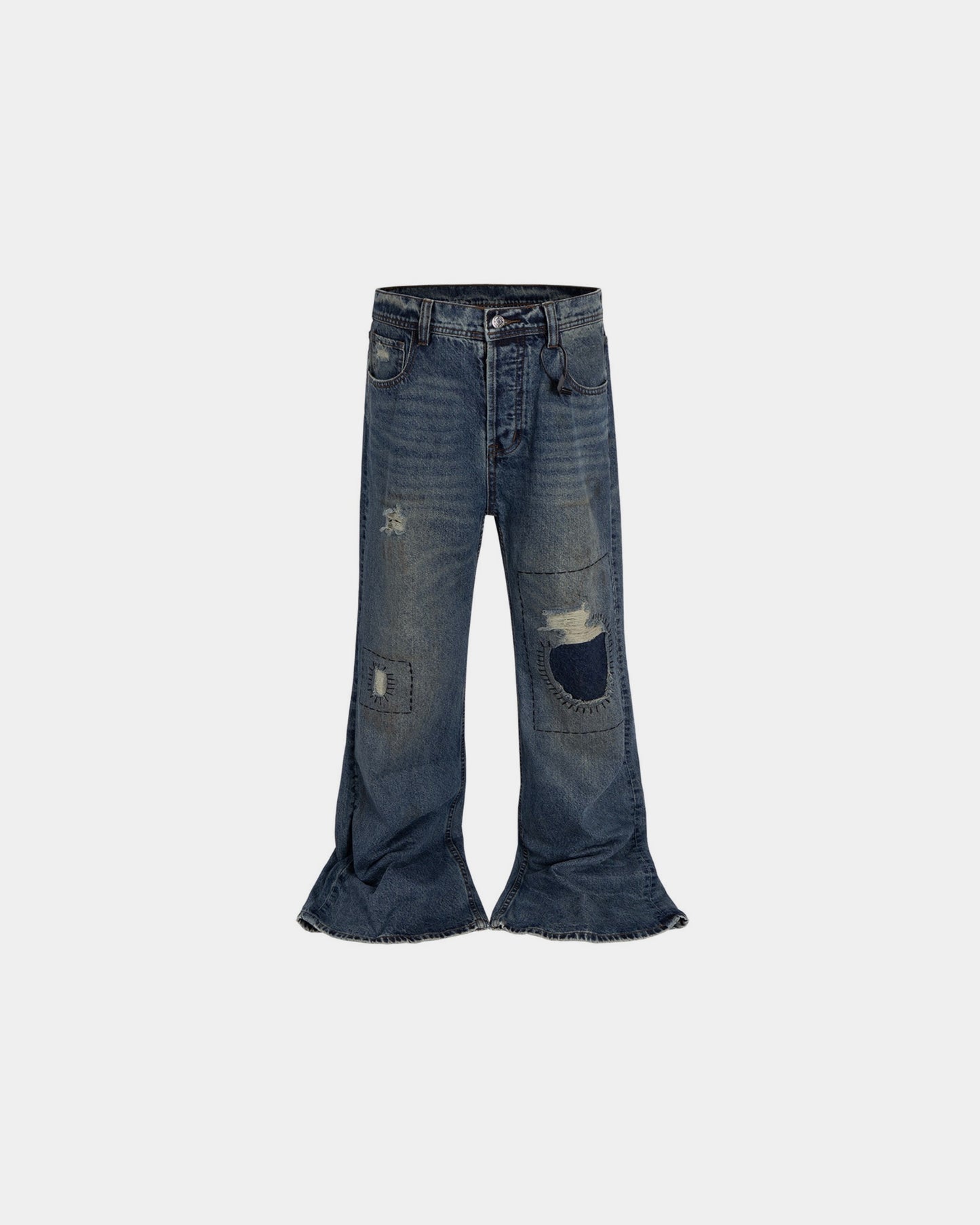 Fractured Patchwork Flare Jeans
