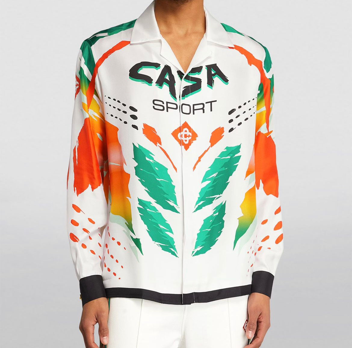 Casa Moto Convertible-Collar Printed Silk-Twill Shirt