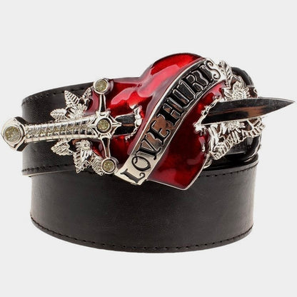 Goth ‘Love Hurts’ Leather Belt