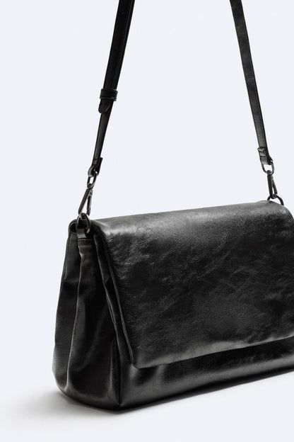 ZARA Leather Puff Crossbody Bag
