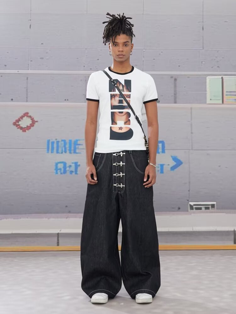 HARDWARE WIDE-LEG DENIM