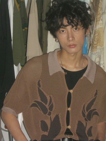 Unisex Knitted Shirt In Brown