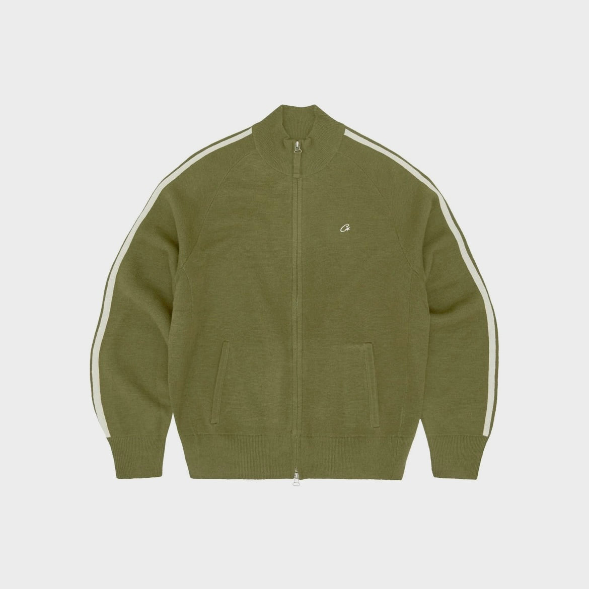 Corteiz Knit Zip Up Fleece - Olive