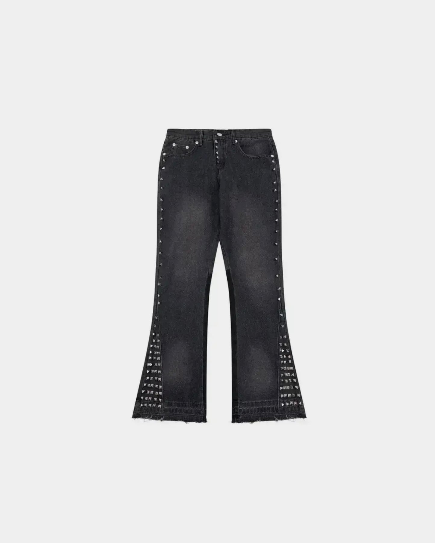 Studded Flare Denim Pants – Soot