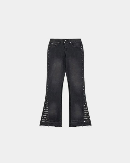 Studded Flare Denim Pants – Soot