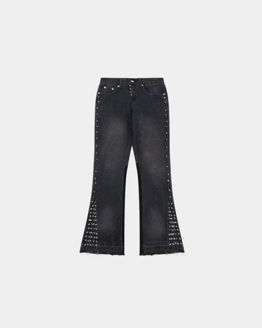 Studded Flare Denim Pants – Soot