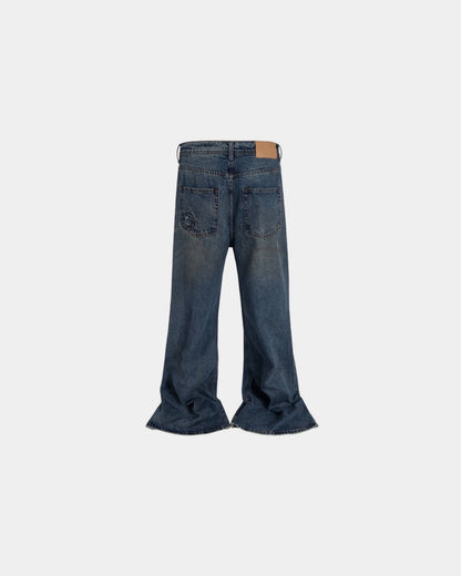Fractured Patchwork Flare Jeans