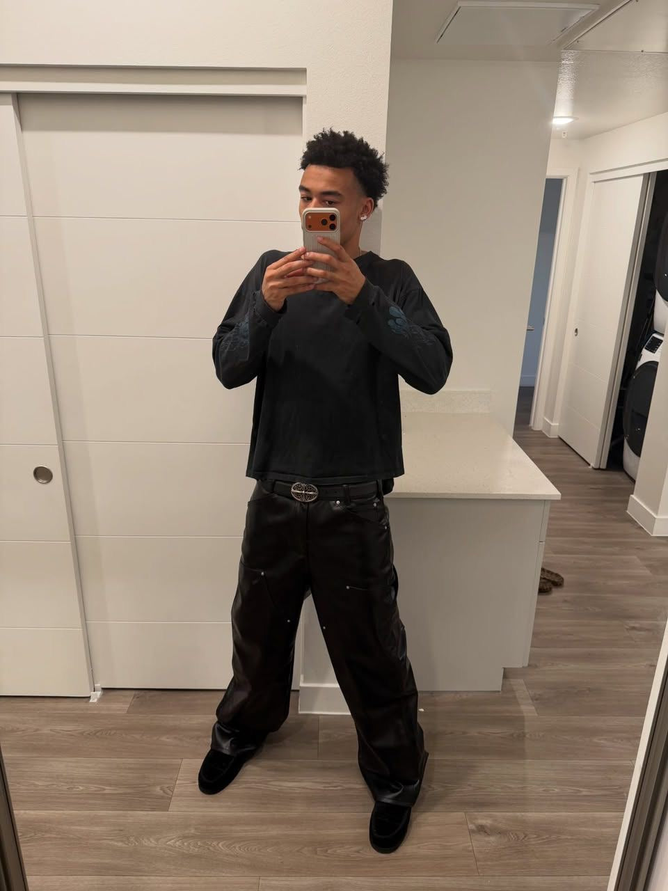 HDN DOUBLE KNEE LEATHER PANTS
