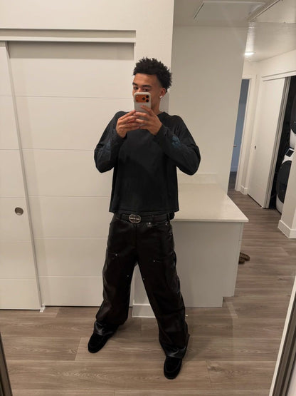 HDN DOUBLE KNEE LEATHER PANTS