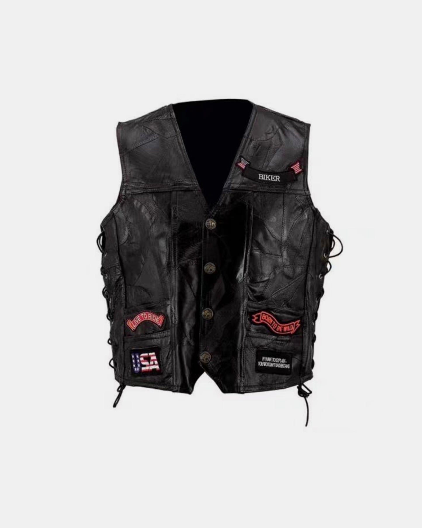 LIVE TO RIDE Biker Leather Vest