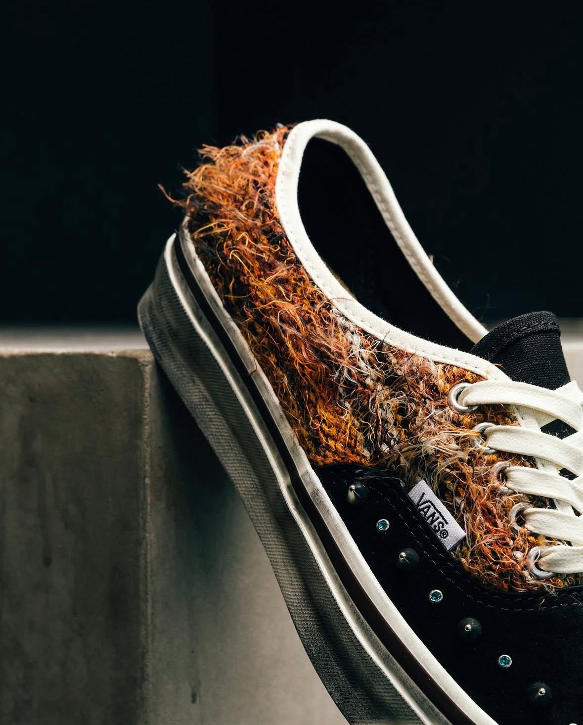 Studded Mohair Low-Top Sneakers