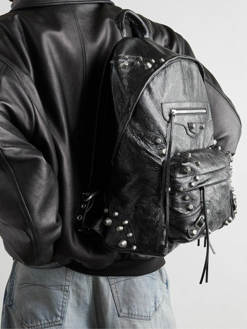 Studded Cagole Leather Backpack