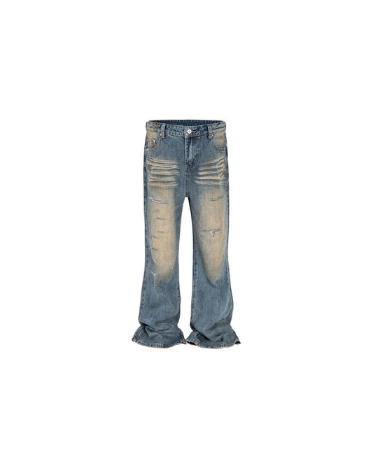 Distressed Flare Jeans — Dust Blue
