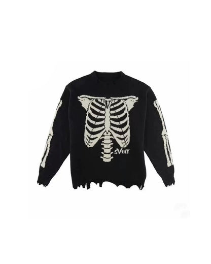 SVINT Distressed Bone Knit Sweater