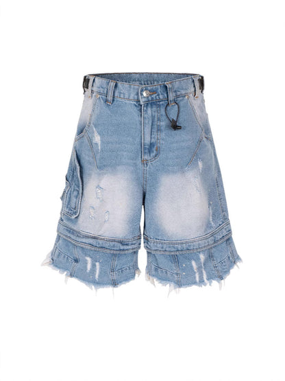 FAR FROM WHAT Distressed Layered Jorts