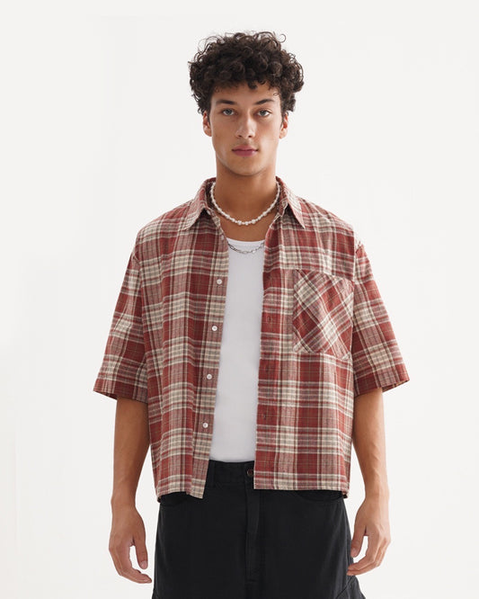 Boxy Fit Plaid Crop Shirt