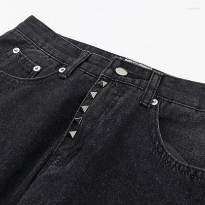 Studded Flare Denim Pants – Soot