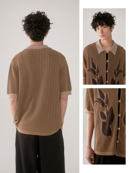 Unisex Knitted Shirt In Brown