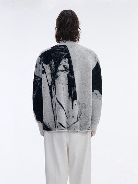 Unisex Potrait Zip-up Sweater