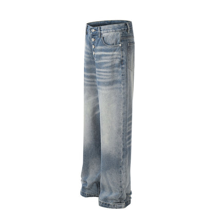 Washed Straight-Leg Denim