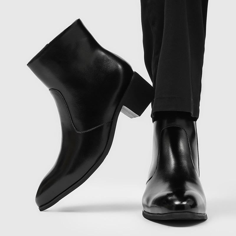 Leather Chelsea Heel Boots
