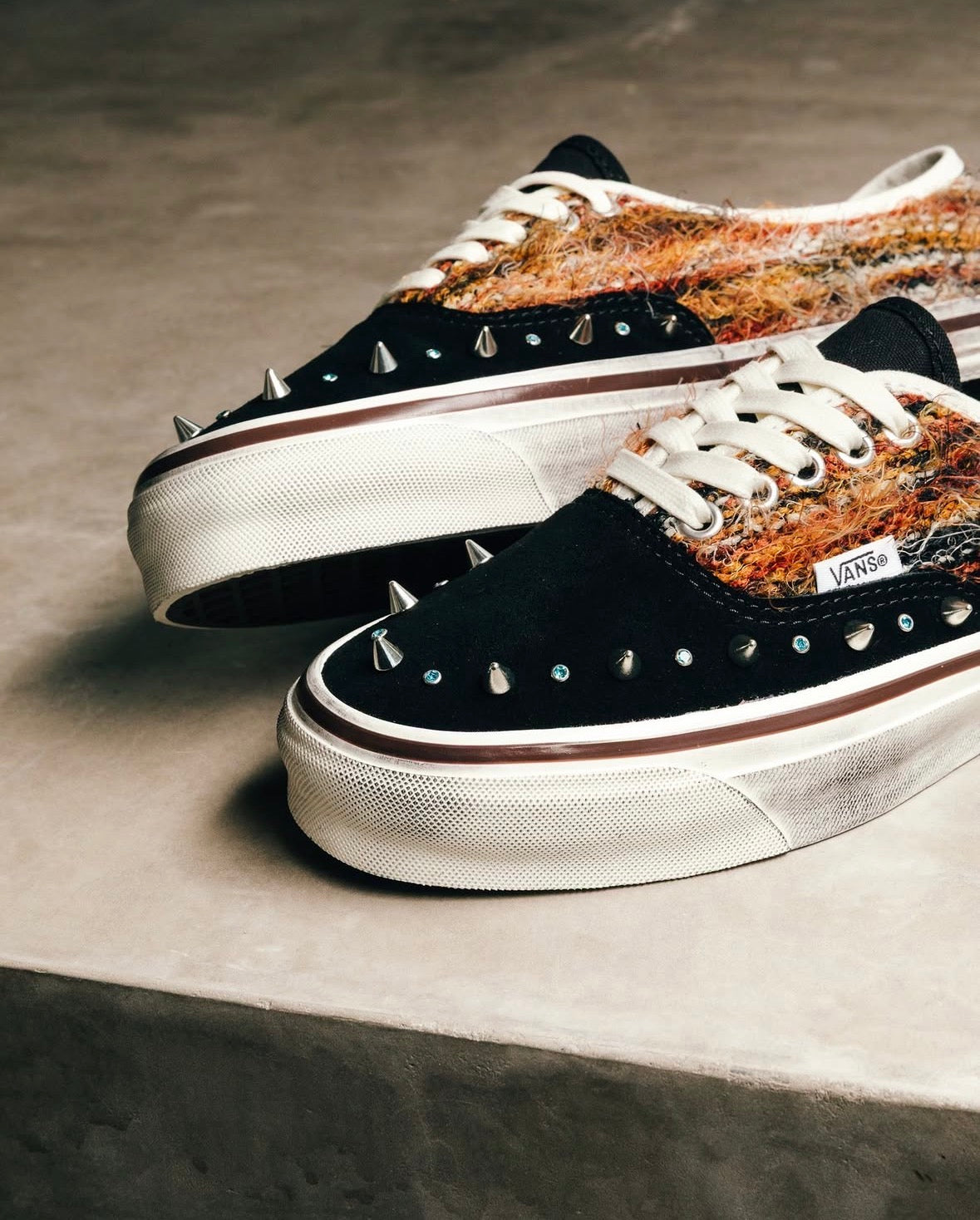 Studded Mohair Low-Top Sneakers