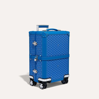 Goyardine Canvas & Clamecy Cowhide Bourget PM Trolley Case - Blue