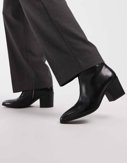 Leather Chelsea Heel Boots