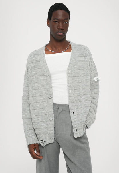 MM6 Distressed Knit Cardigan – Ash Grey