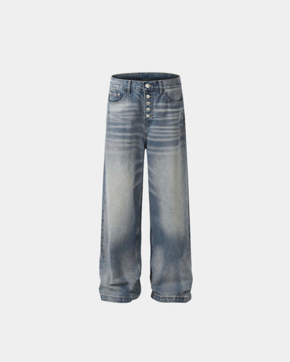Washed Straight-Leg Denim