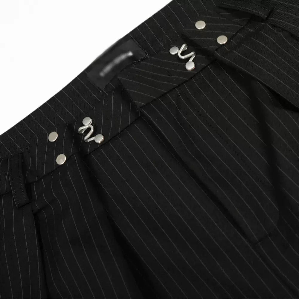 Pinstripe Hardware Wide Pants