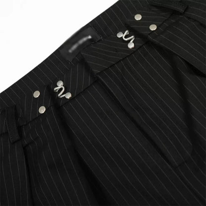 Pinstripe Hardware Wide Pants