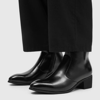 Leather Chelsea Heel Boots