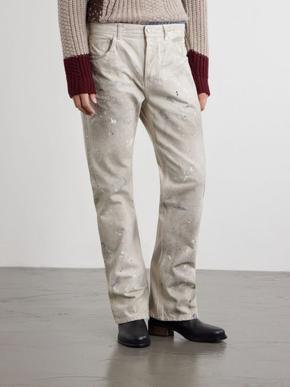 BURNT PAINT-SPLATTER STRAIGHT LEG DENIM