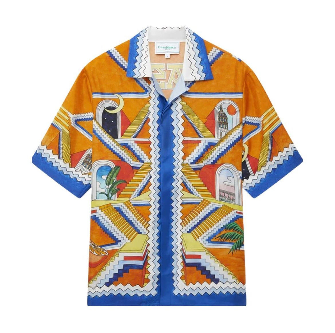 Casa Escalier Infini Silk Short-Sleeve Shirt